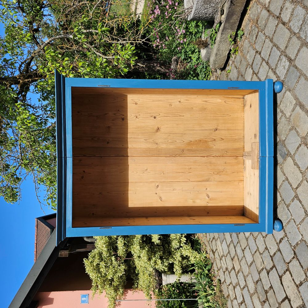 Alter Bauernschrank 2-türig alt antik farbig lackiert blau restauriert - 236