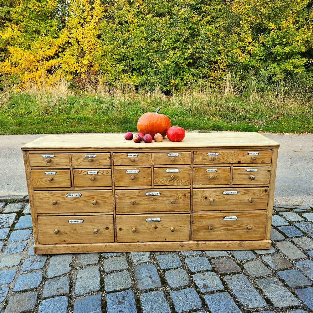 Alter antiker Apothekerschrank Schubladenschrank Ladentheke - 269