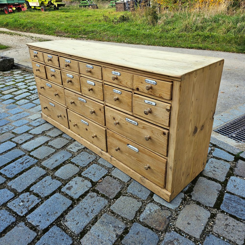 Alter antiker Apothekerschrank Schubladenschrank Ladentheke - 269