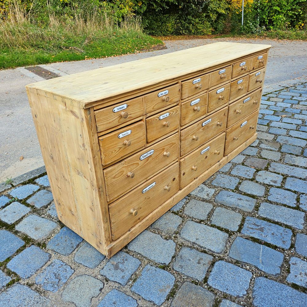 Alter antiker Apothekerschrank Schubladenschrank Ladentheke - 269