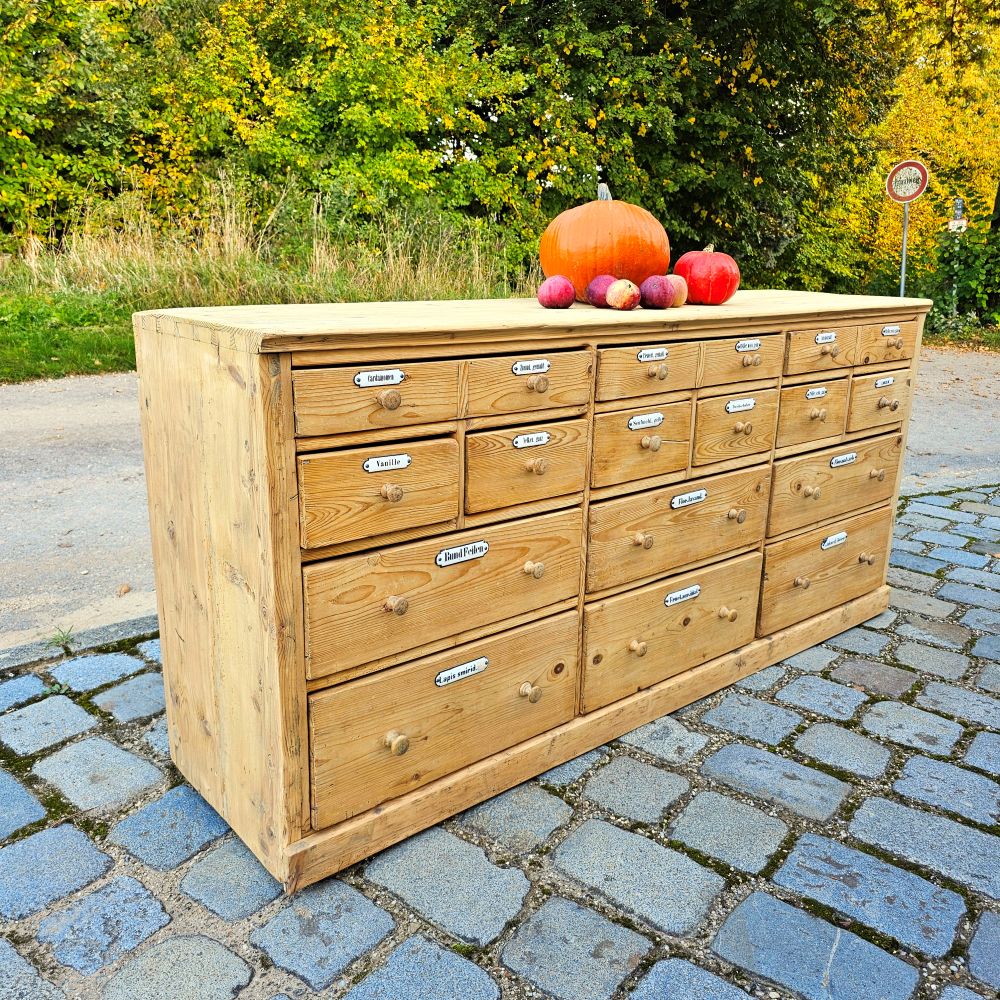 Alter antiker Apothekerschrank Schubladenschrank Ladentheke - 269