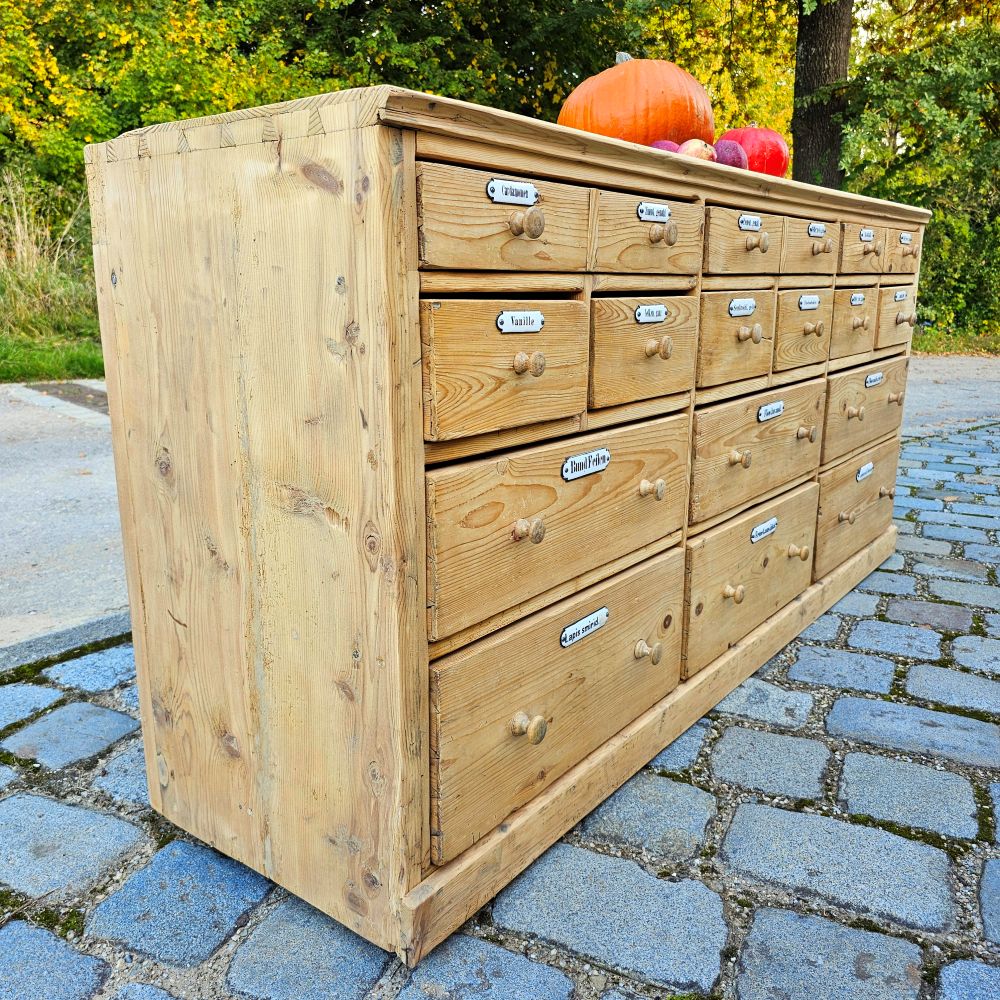 Alter antiker Apothekerschrank Schubladenschrank Ladentheke - 269