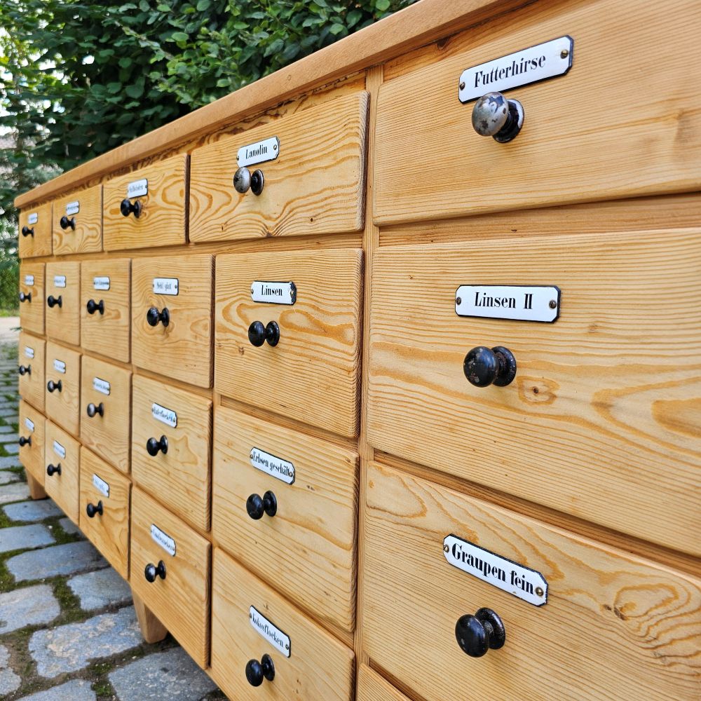Alter antiker Apothekerschrank Apothekerkommode Schubladenschrank Drogerieschrank Zwilling - 253