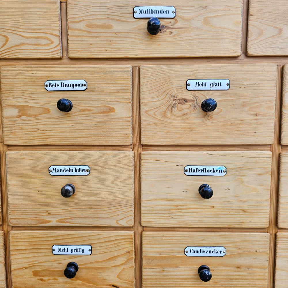 Alter antiker Apothekerschrank Apothekerkommode Schubladenschrank Drogerieschrank Zwilling - 253