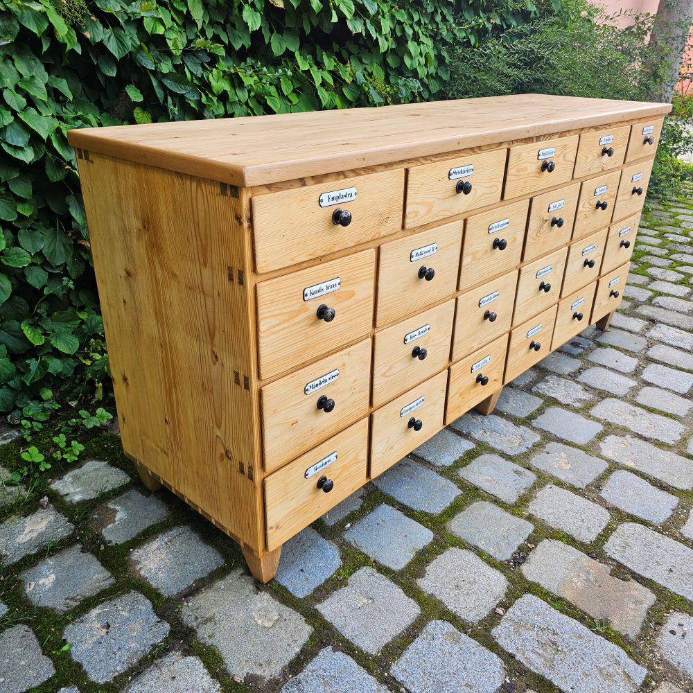 Alter antiker Apothekerschrank Apothekerkommode Schubladenschrank Drogerieschrank Zwilling - 253