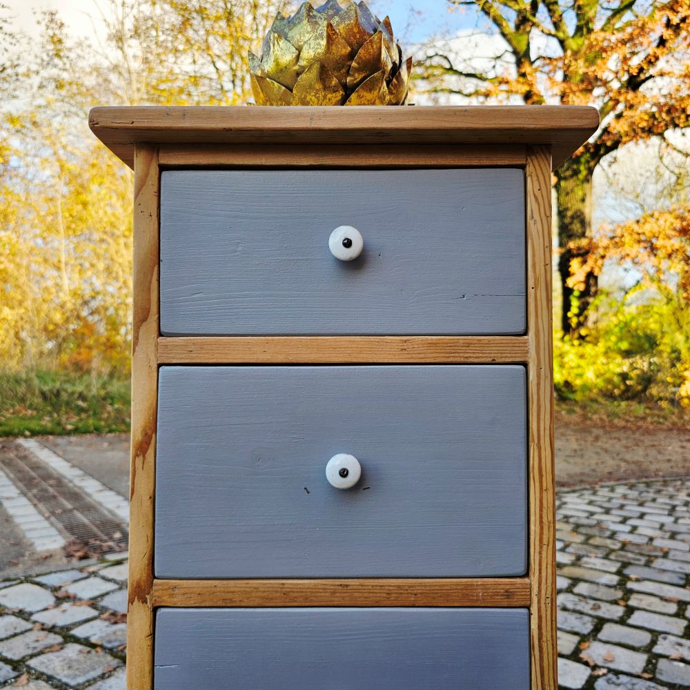 Apothekenschränkchen Schubladenschrank Schubladenkästchen vintage mit grau lackierten Schüben - 280