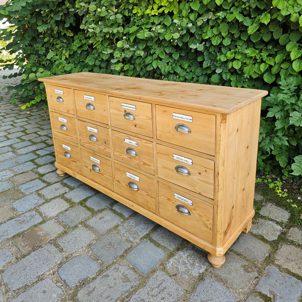 Alter antiker Apothekerschrank Sideboard Kommode mit 12 Schüben - 241