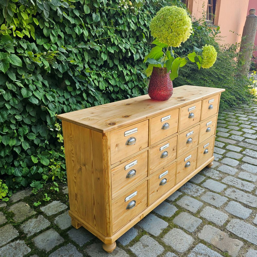 Alter antiker Apothekerschrank Sideboard Kommode mit 12 Schüben - 241