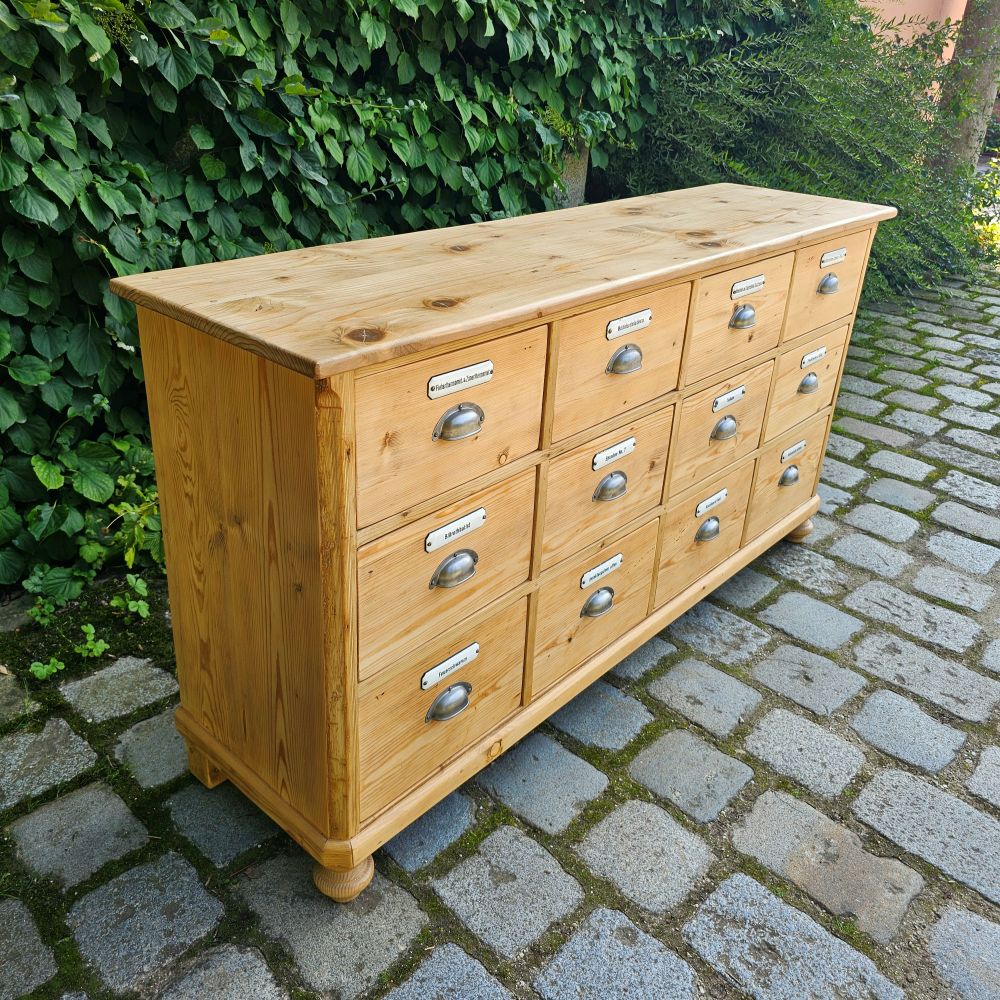 Alter antiker Apothekerschrank Sideboard Kommode mit 12 Schüben - 241