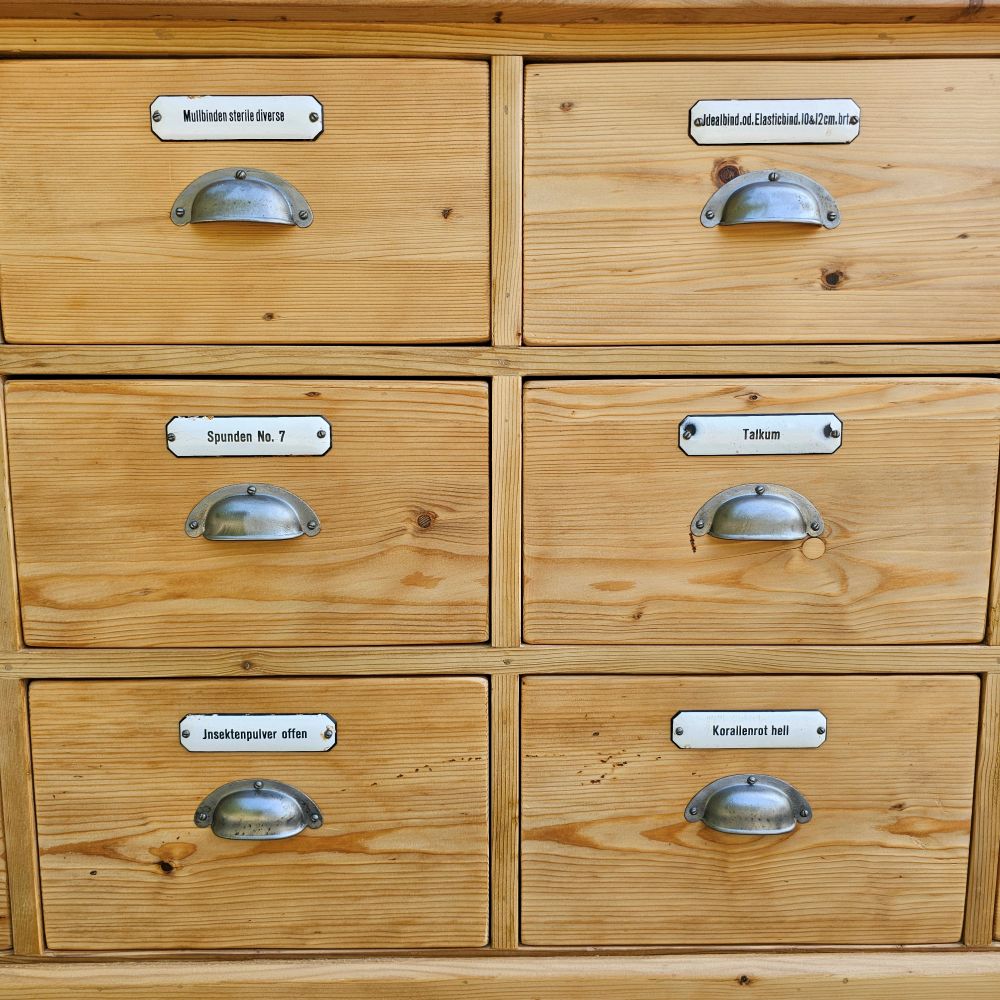 Alter antiker Apothekerschrank Sideboard Kommode mit 12 Schüben - 241