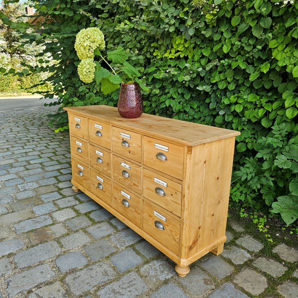 Alter antiker Apothekerschrank Sideboard Kommode mit 12 Schüben - 241