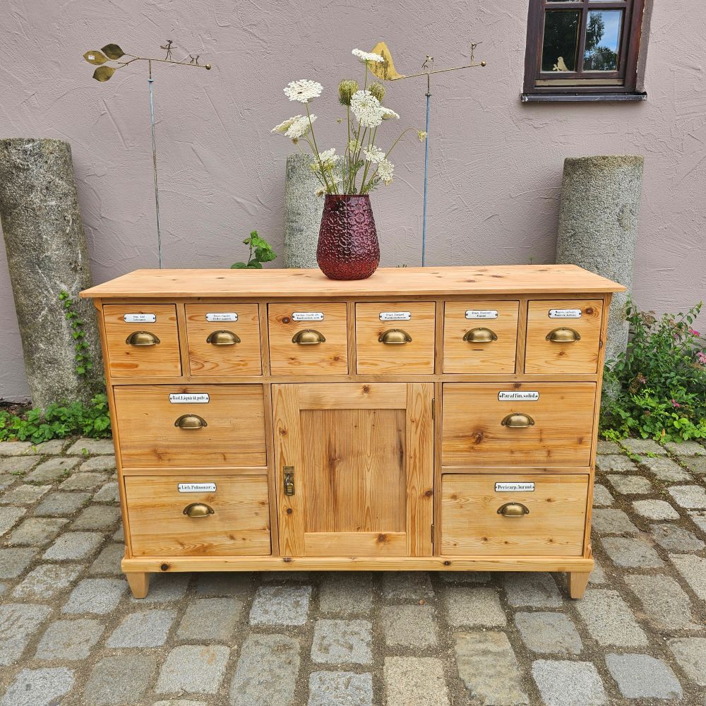 Alter antiker Apothekerschrank Schubladenschrank Ladentheke - 311