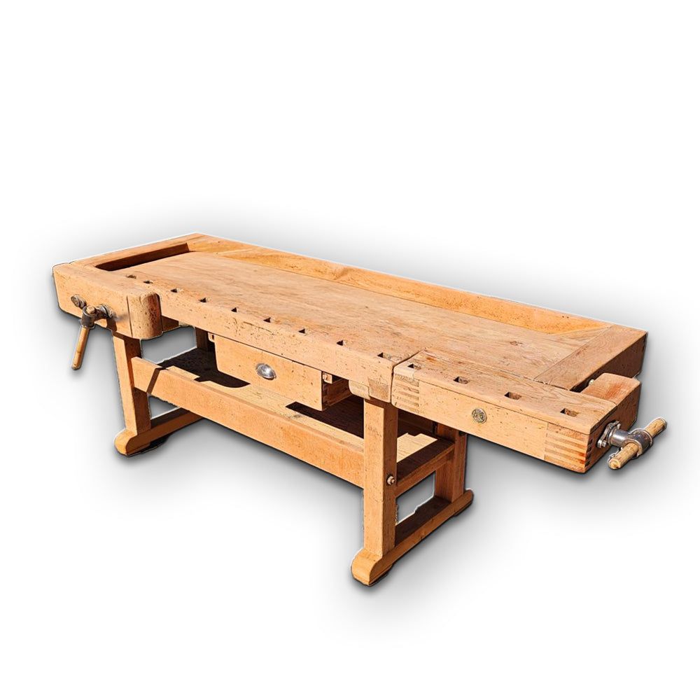 Alte original antike Ulmia Ott Hobelbank mit 2 Schraubstöcken - 223