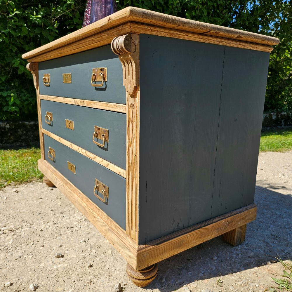 Antike alte Kommode original teillackiert in schwarz matt - 233