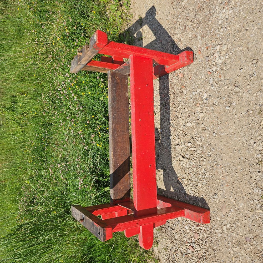 Rote alte antike urige rustikale Hobelbank Werkbank - 272