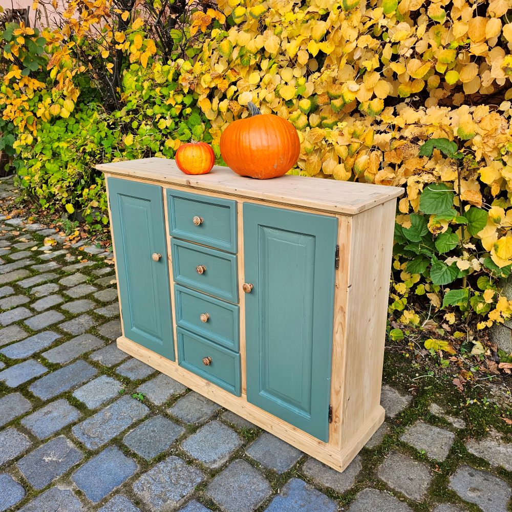 Kommode Schubladenschrank Kästchen Anrichte vintage, neu lackiert grün - 270