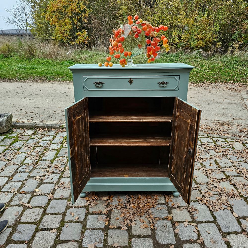 Kommode Vertiko Schrank Anrichte alt antik original, neu lackiert grün - 184