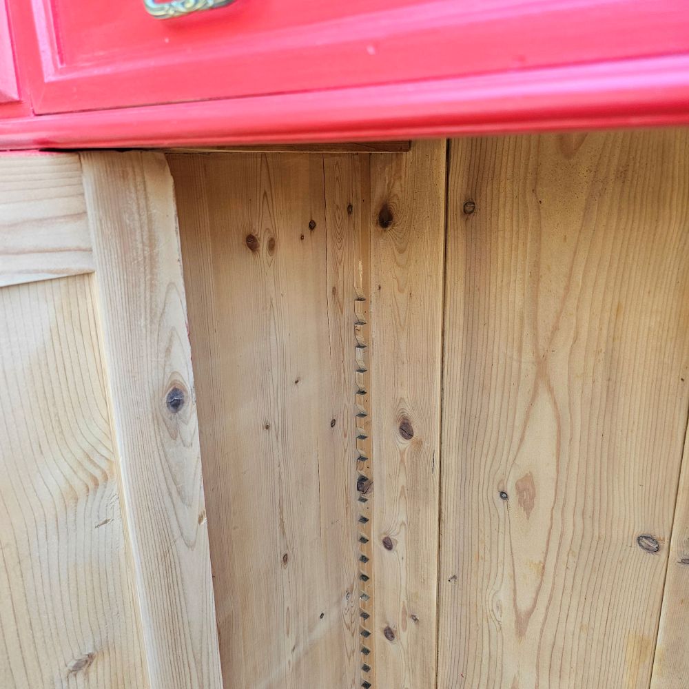 Kommode Vertiko alt antik original mit Säulen, neu lackiert rot Schwedenrot - 306