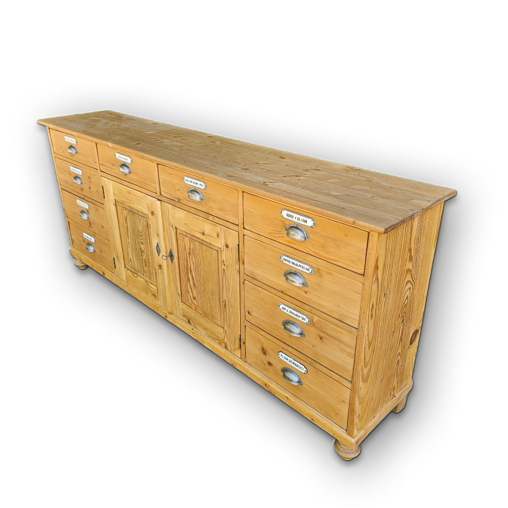 Alter antiker Apothekerschrank Schubladenschrank Ladentheke - 243