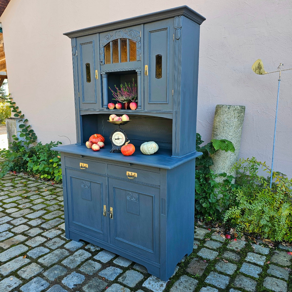 Buffet Kredenz Küchenschrank Anrichte Aufsatzschrank Eiche lackiert grau - 318