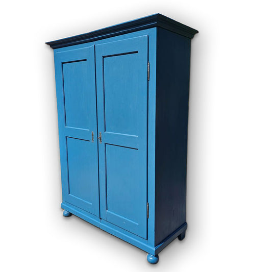 Alter Bauernschrank 2-türig alt antik farbig lackiert blau restauriert - 236