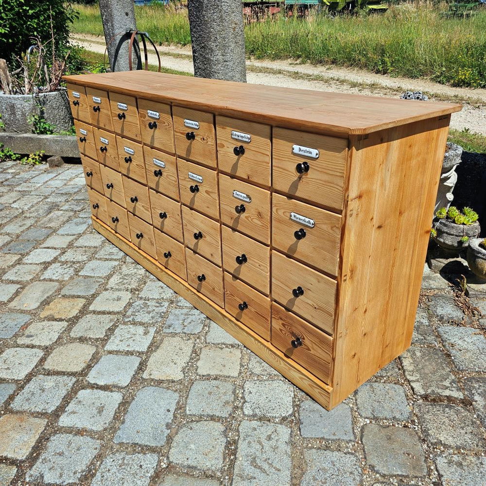 Alter antiker Apothekerschrank Apothekerkommode Schubladenschrank Drogerieschrank Sideboard - 307