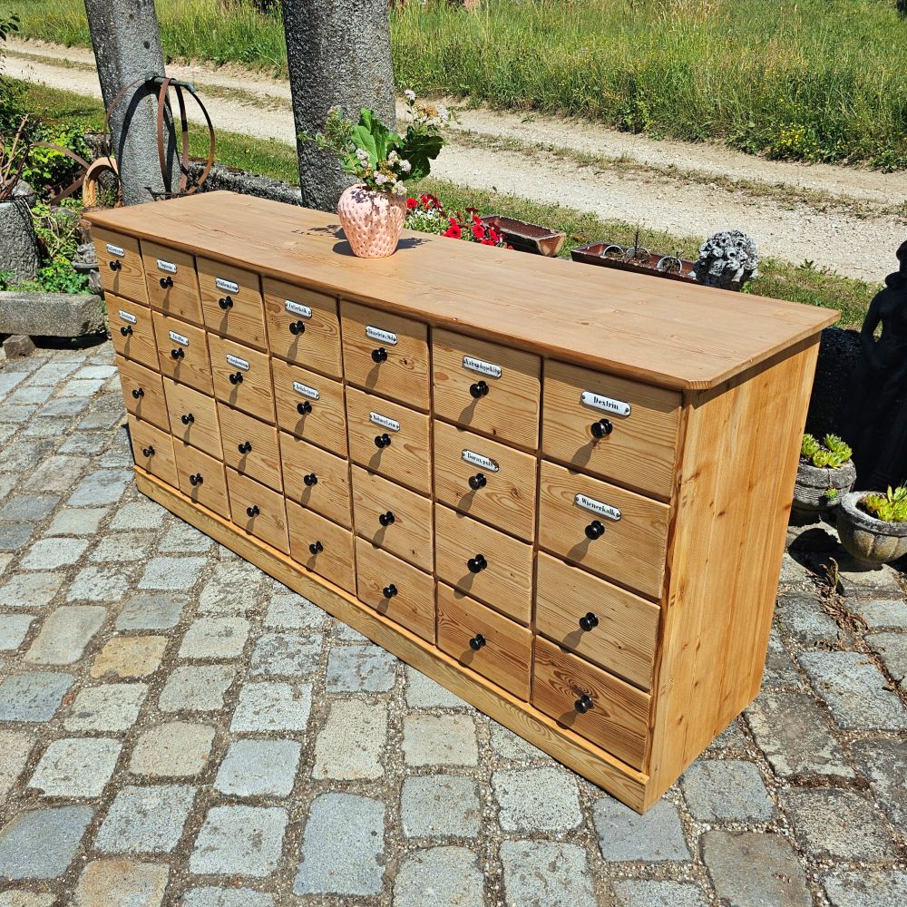 Alter antiker Apothekerschrank Apothekerkommode Schubladenschrank Drogerieschrank Sideboard - 307