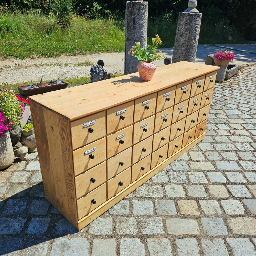 Alter antiker Apothekerschrank Apothekerkommode Schubladenschrank Drogerieschrank Sideboard - 307