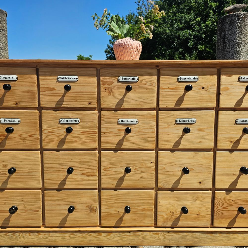 Alter antiker Apothekerschrank Apothekerkommode Schubladenschrank Drogerieschrank Sideboard - 307