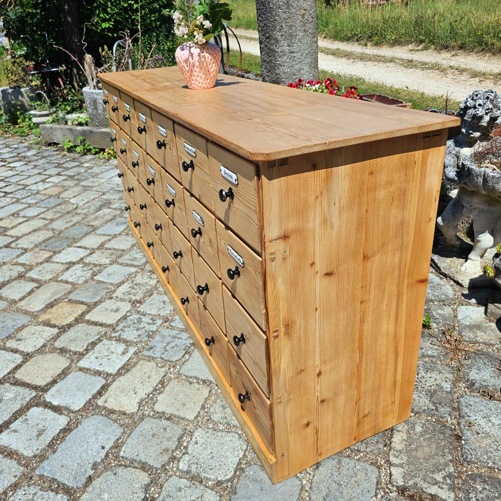 Alter antiker Apothekerschrank Apothekerkommode Schubladenschrank Drogerieschrank Sideboard - 307