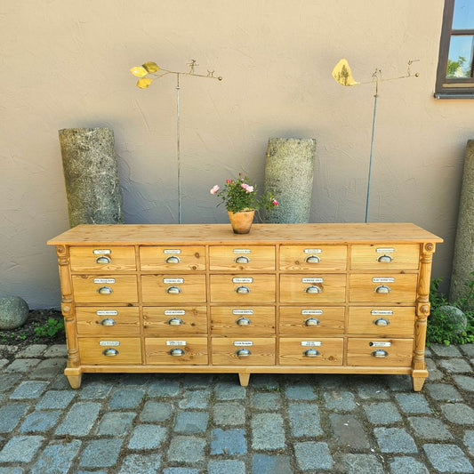 Alter antiker Apothekenschrank mit Säulen Schubladenschrank Weichholz Fichte - 304