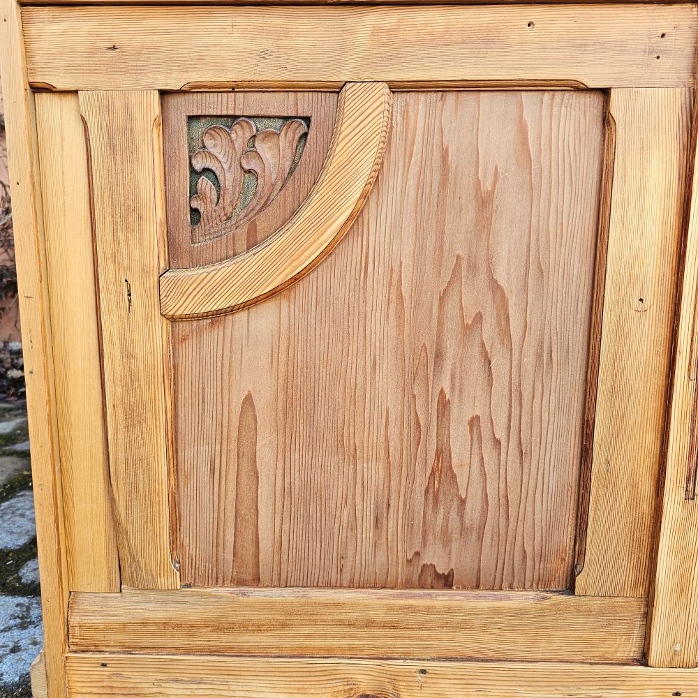 Alter antiker Apothekenschrank mit schöner Rückseite Platte Eiche Schubladen Weichholz Fichte - 294