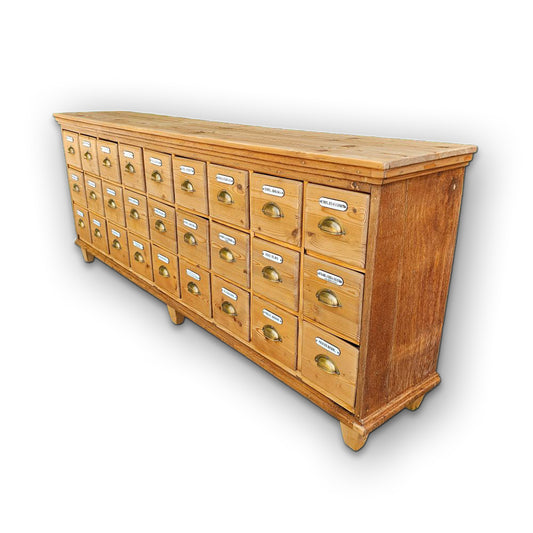 Alter antiker Apothekenschrank Korpus Eiche Schubladen Weichholz Fichte - 260