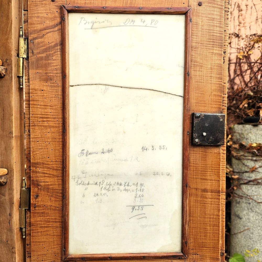 Alter antiker großer Bäckereischrank Ladenschrank Apothekerschrank mit Regalaufsatz Kirschbaumholz - 275