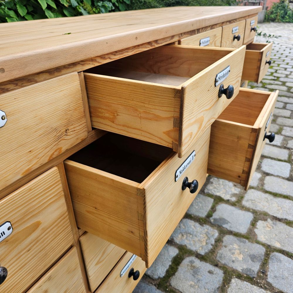 Alter antiker Apothekerschrank Apothekerkommode Schubladenschrank Drogerieschrank Zwilling - 253