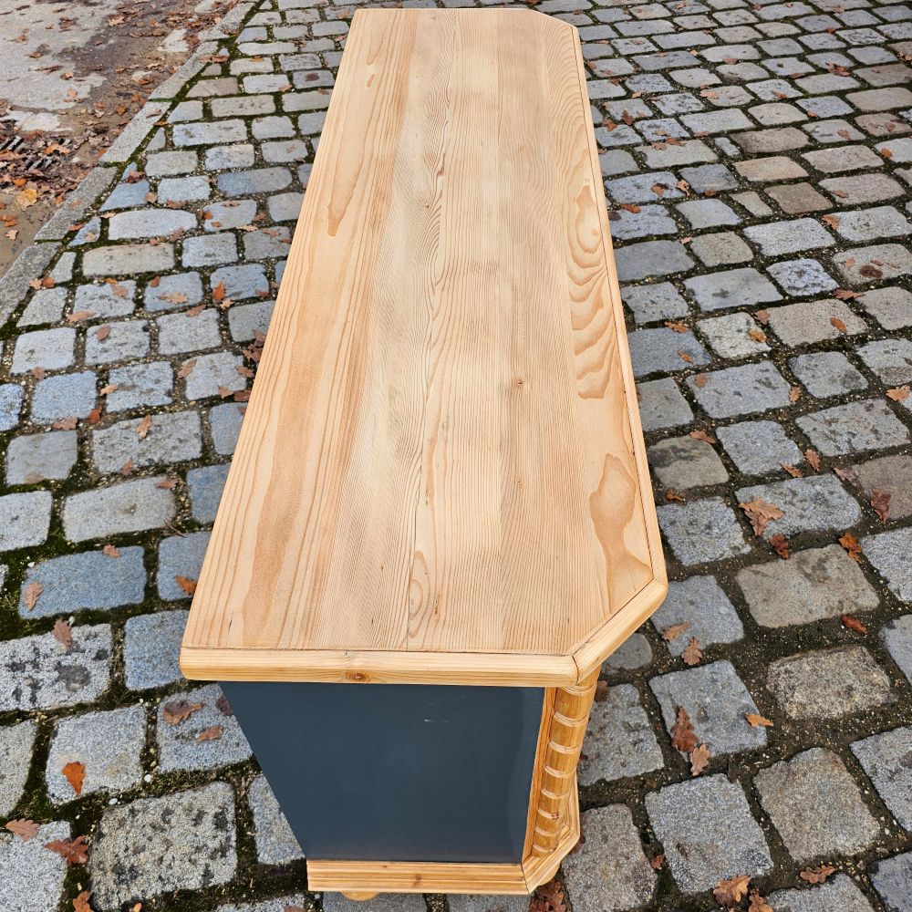 Kommode Schubladenschrank Kästchen Anrichte vintage, neu lackiert grau schwarz - 284