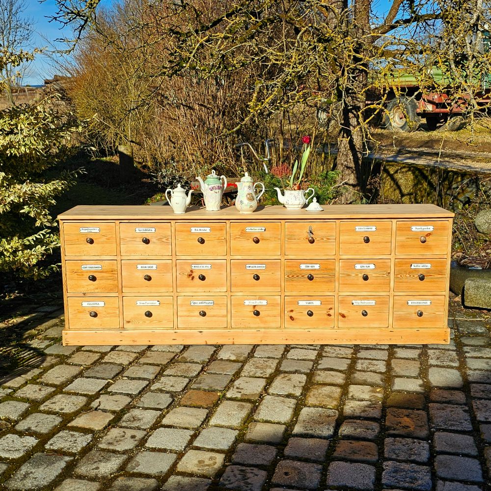 Alter antiker Apothekerschrank Schubladenschrank Ladentheke - 295