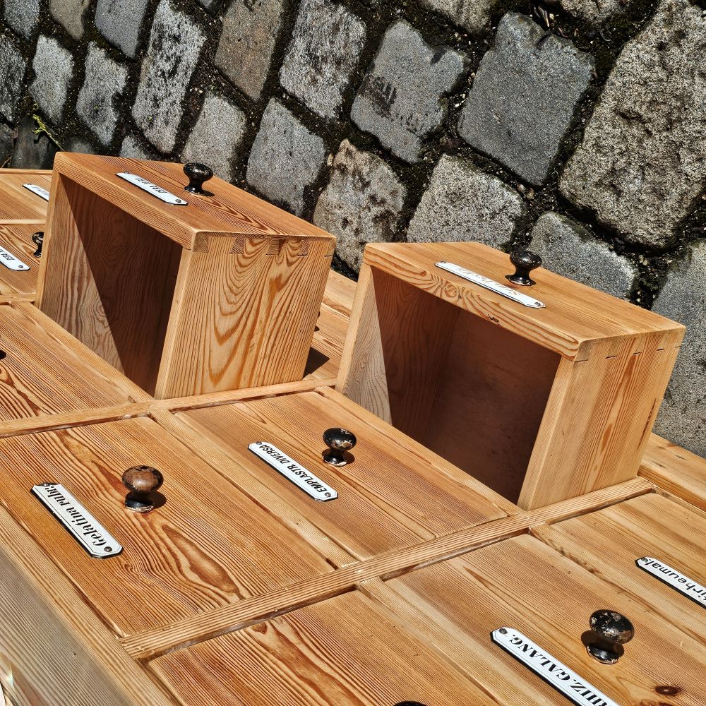 Alter antiker Apothekerschrank Schubladenschrank Ladentheke - 295