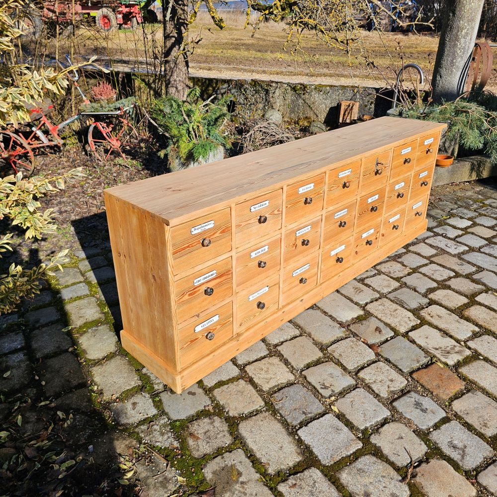 Alter antiker Apothekerschrank Schubladenschrank Ladentheke - 295