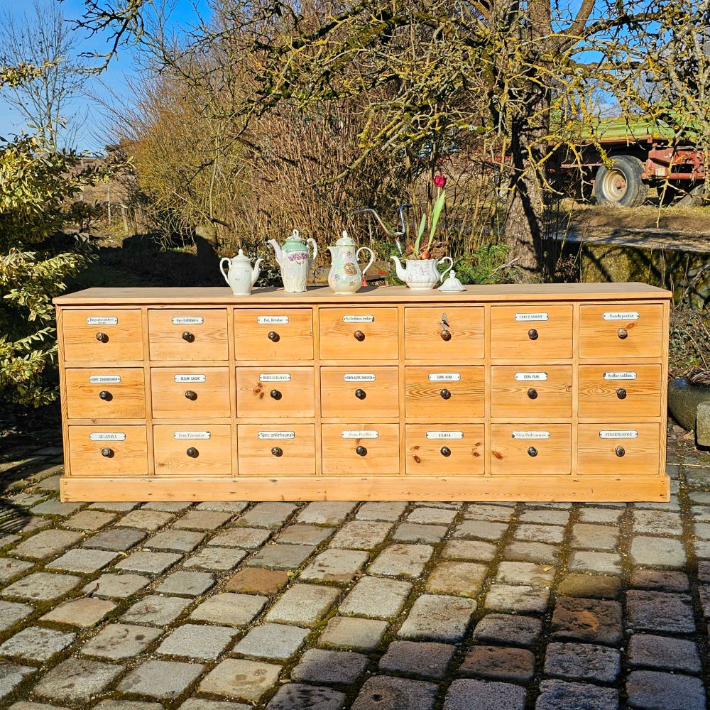 Alter antiker Apothekerschrank Schubladenschrank Ladentheke - 295