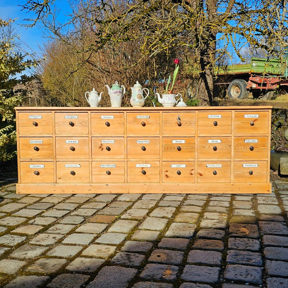 Alter antiker Apothekerschrank Schubladenschrank Ladentheke - 295