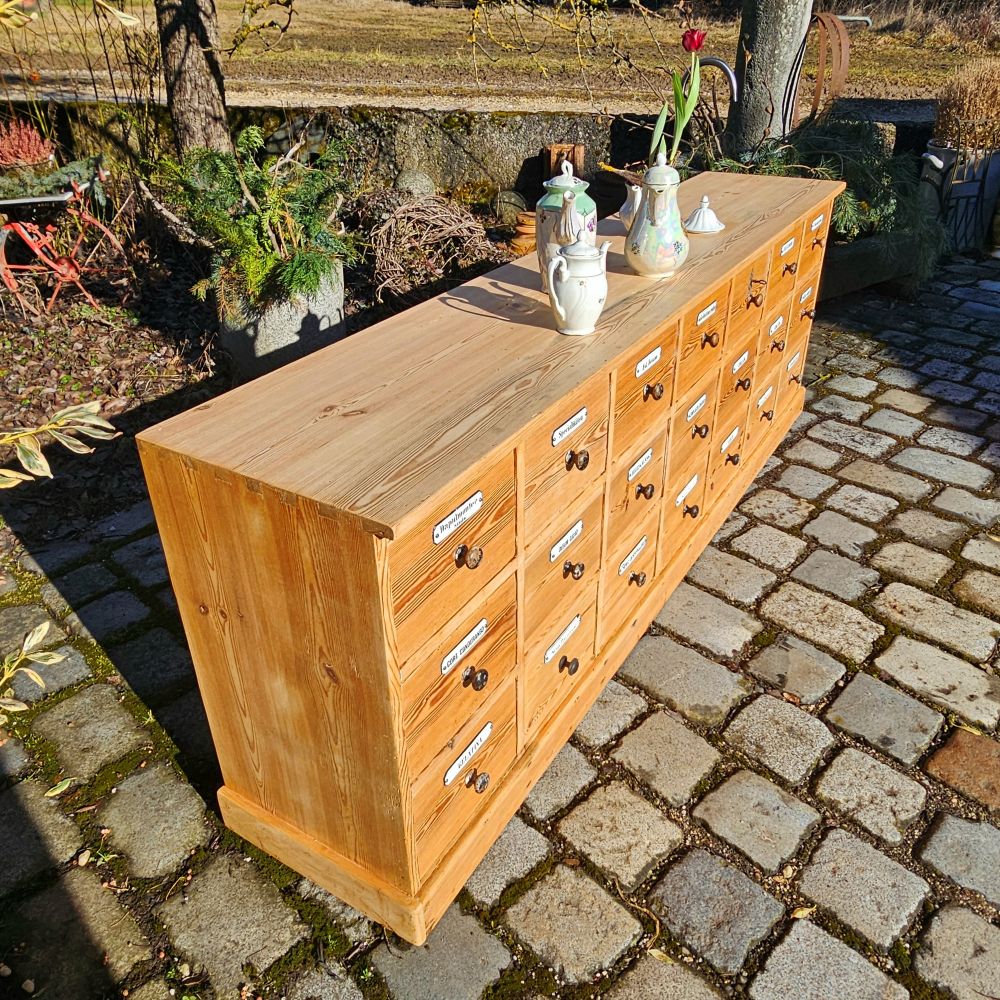 Alter antiker Apothekerschrank Schubladenschrank Ladentheke - 295