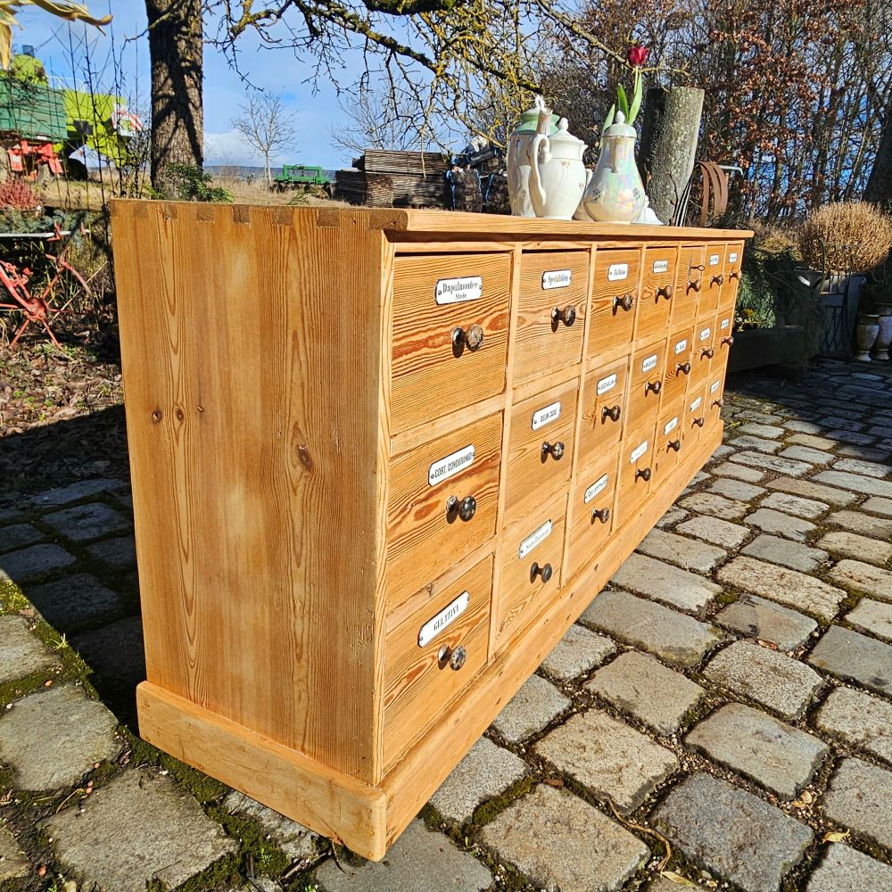 Alter antiker Apothekerschrank Schubladenschrank Ladentheke - 295