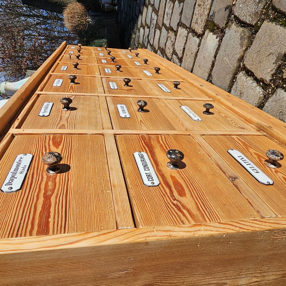 Alter antiker Apothekerschrank Schubladenschrank Ladentheke - 295