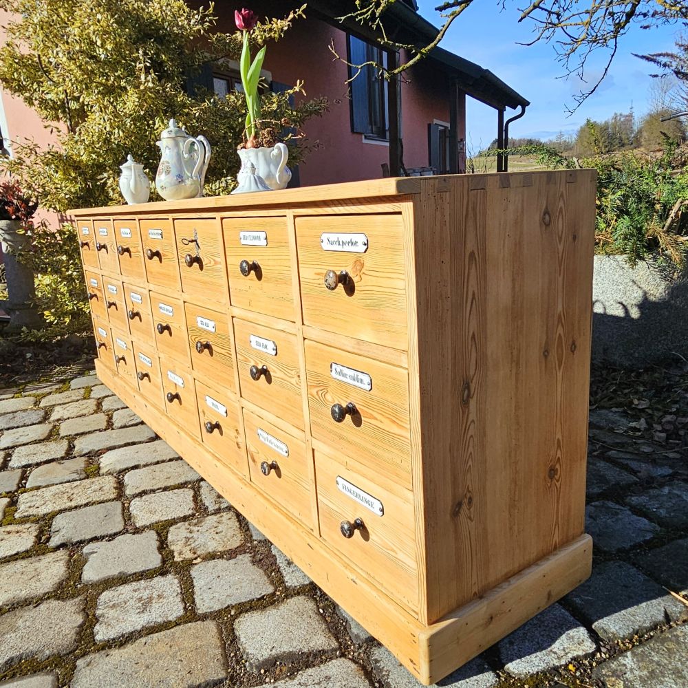 Alter antiker Apothekerschrank Schubladenschrank Ladentheke - 295