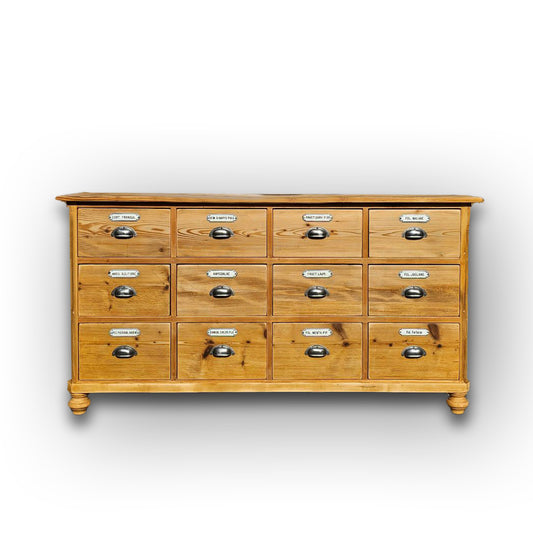Alter antiker Apothekerschrank Sideboard Kommode mit 12 Schüben - 218