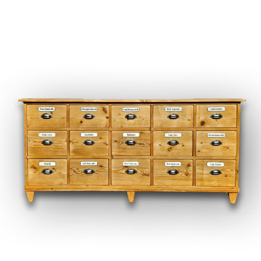 Alter antiker Apothekerschrank Sideboard Kommode mit 15 Schüben - 219