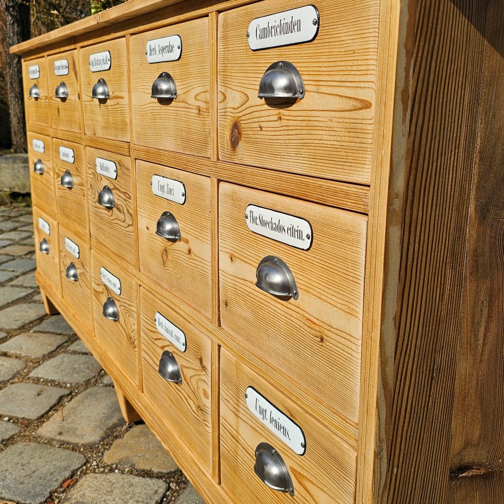 Alter antiker Apothekerschrank Sideboard Kommode mit 15 Schüben - 219