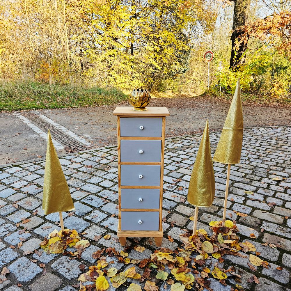 Apothekenschränkchen Schubladenschrank Schubladenkästchen vintage mit grau lackierten Schüben - 280