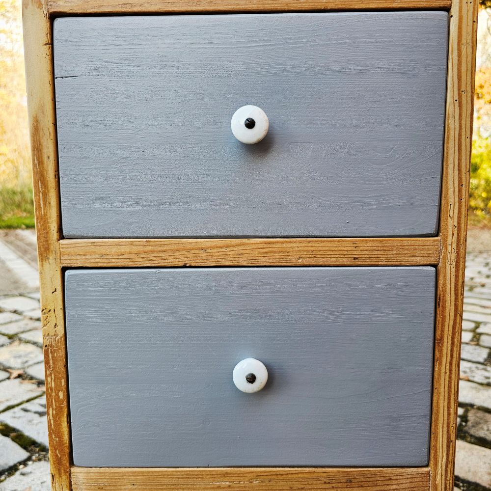 Apothekenschränkchen Schubladenschrank Schubladenkästchen vintage mit grau lackierten Schüben - 280